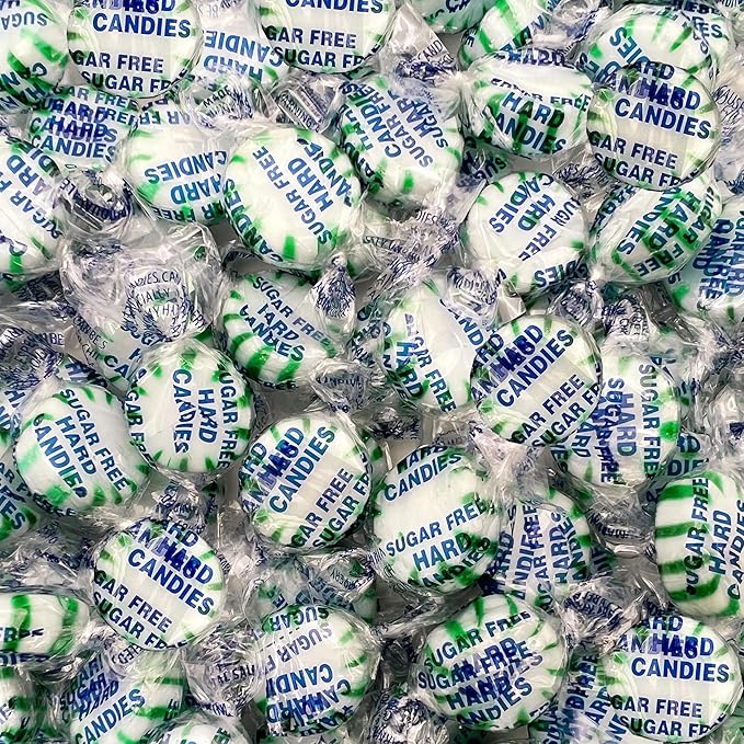 Sugar Free Mints - 1 lb (Aprox. 90 Count) - Sugar Free Hard Candy- Spearmint Candy -Zero Sugar Candy -Speamint Mints Individually Wrapped