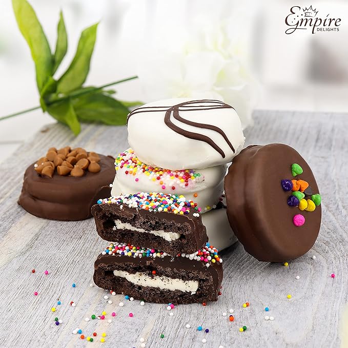 Gourmet Cookies Gift Basket - Delicious Chocolate Gift Basket Great for Birthday Treats for Women and Men - Fancy Chocolate Covered Cookies for Gifting, 12 Count