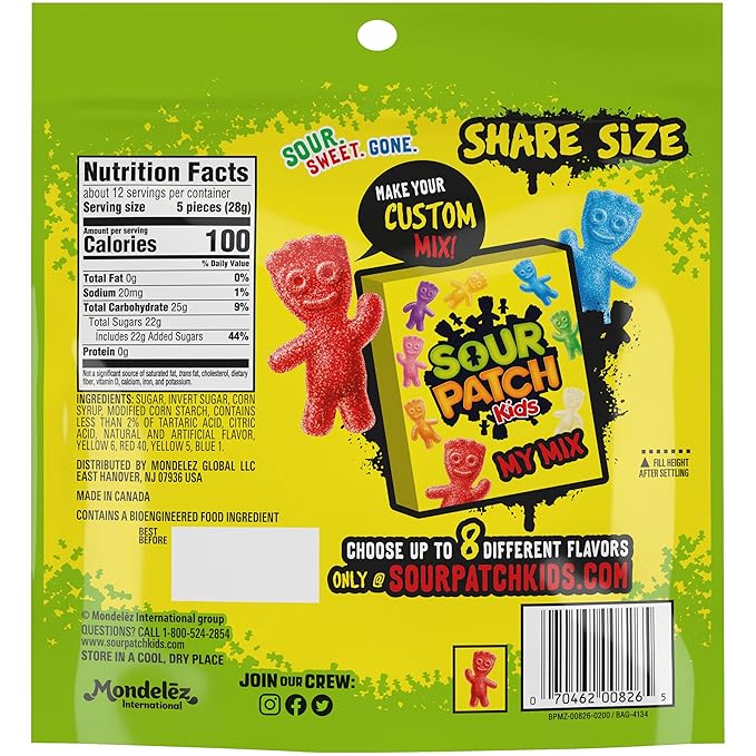 SOUR PATCH KIDS Big Kids Soft & Chewy Candy, Share Size, 12 oz (Pack of 2)