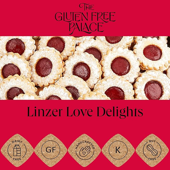 Gluten Free Palace Valentine’s Day Cookie Gift Basket – Gourmet Gluten Free Cookies – Fresh Shortbread Linzer Tart Cookies in Red Tin – Valentine Gift for Her, Him, Friends & Family (21 Cookies)