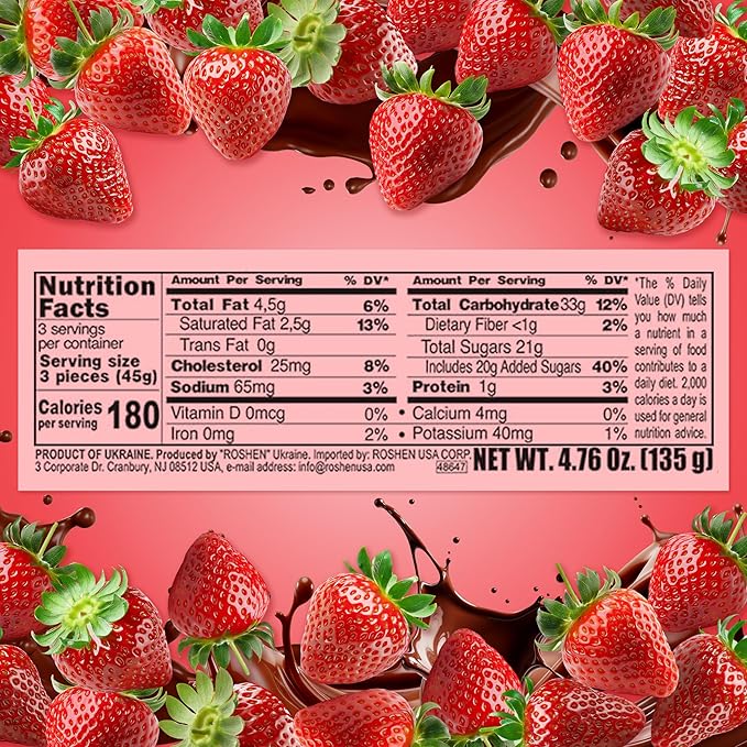 Roshen Lovita Cookies with Strawberry Jelly Filling, 4.76 oz, Golden Biscuit with Strawberry Jelly & Smooth Chocolate Glaze, European Gourmet Cookies, Pack of 2