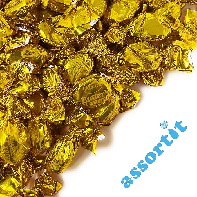 Butter Cream Hard Candy - 6 lbs - Classic Butter n' Cream Old School Butterscotch Hard Candies - Bulk American Vintage Candy Assortment - Individually Wrapped, 96 oz.
