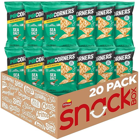 PopCorners Popped Corn Snacks, Sea Salt, 1 Ounce (Contains 20 Packets) (Packaging May Vary), Gluten Free