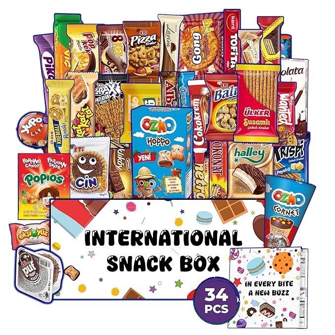 International Snack Box | 34 Snacks From Around The World | Foreign Snacks Offering Unique Experience for Adults and Kids | Unique Snack Food Gifts Included