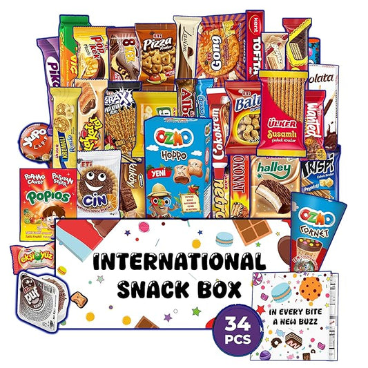 International Snack Box | 34 Snacks From Around The World | Foreign Snacks Offering Unique Experience for Adults and Kids | Unique Snack Food Gifts Included
