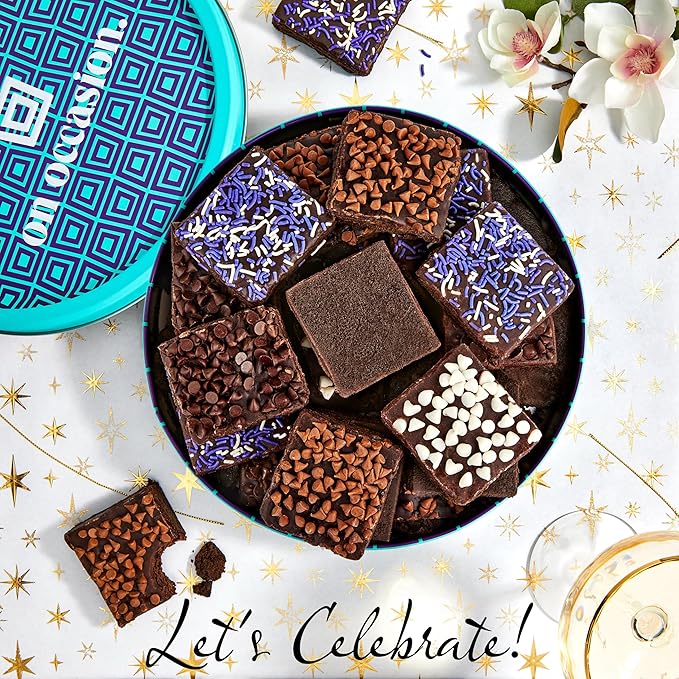 On Occasion Chocolate Brownies Individually Wrapped – Fudge Dessert Valentine's Day Brownies Gift Basket – Gourmet Fresh Baked Treats – Premium Bakery Selection for Valentines Day for Men and Women (8 Count)