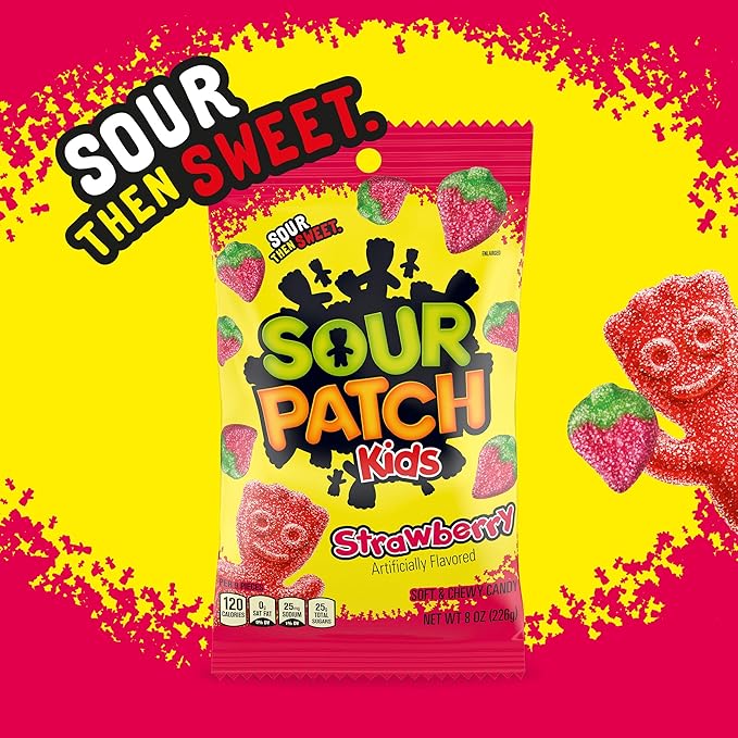SOUR PATCH KIDS Strawberry Soft & Chewy Candy, 8 oz