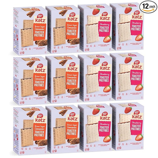 Katz Gluten Free Snacks Strawberry & Cinnamon Toaster Pastries Variety Pack. Breakfast Food Or Anytime Healthy, Free of Dairy, Peanuts, Tree Nuts, and Sesame, No Artificial Color. Kosher (12pk)