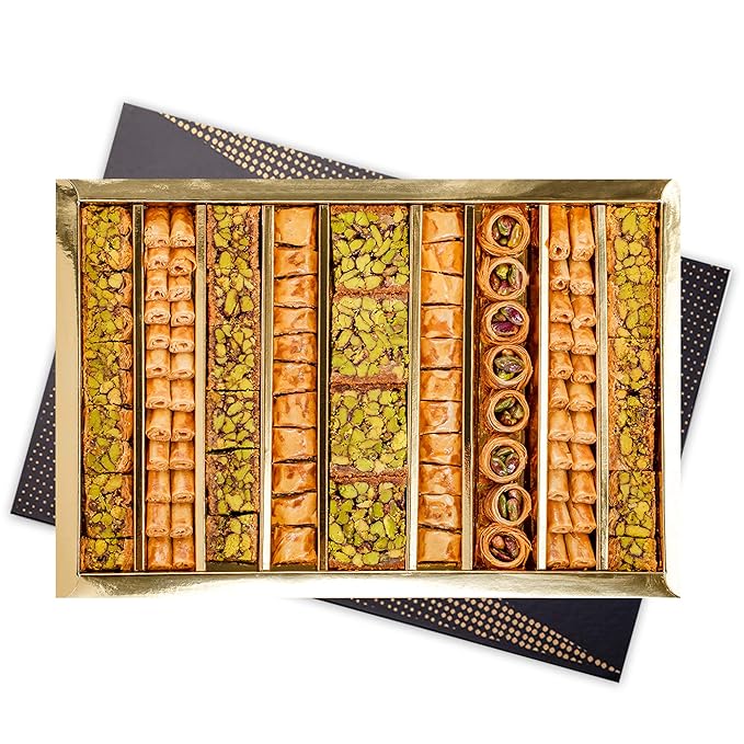 Anabtawi Middle Eastern Sweets - 80-Piece Assorted Baklava, Pistachio and Almond Pastry - Traditional Arabic Baklava Gift Box - No Preservatives, No Additives - Gourmet Baklava Pastry Boxes - 800g