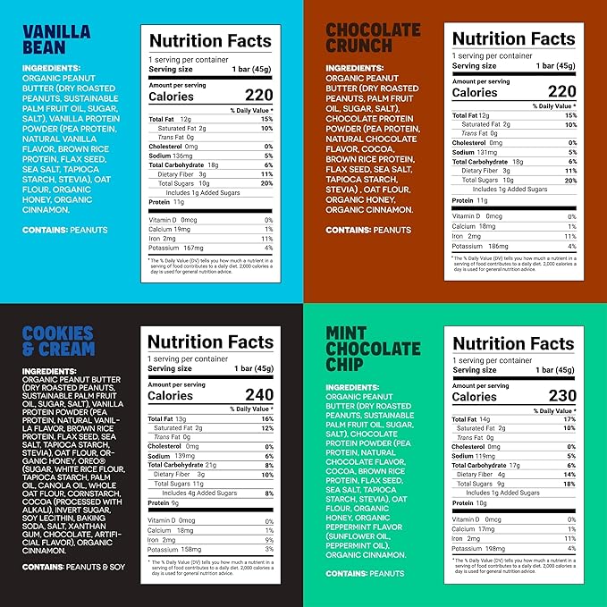 FROPRO Snack Bar - Peanut Butter Snack Bars - Gluten Free, Dairy Free, Soy Free, Non GMO, Plant Based Protein Snacks Bar - Crave-worthy & Great On-the-Go | Variety, 12 Flavors, 24 Pack