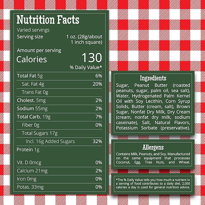 Valley Fudge, Peanut Butter, Fresh Artisan Fudge, Real Butter, Gourmet Candy, One Pound Package