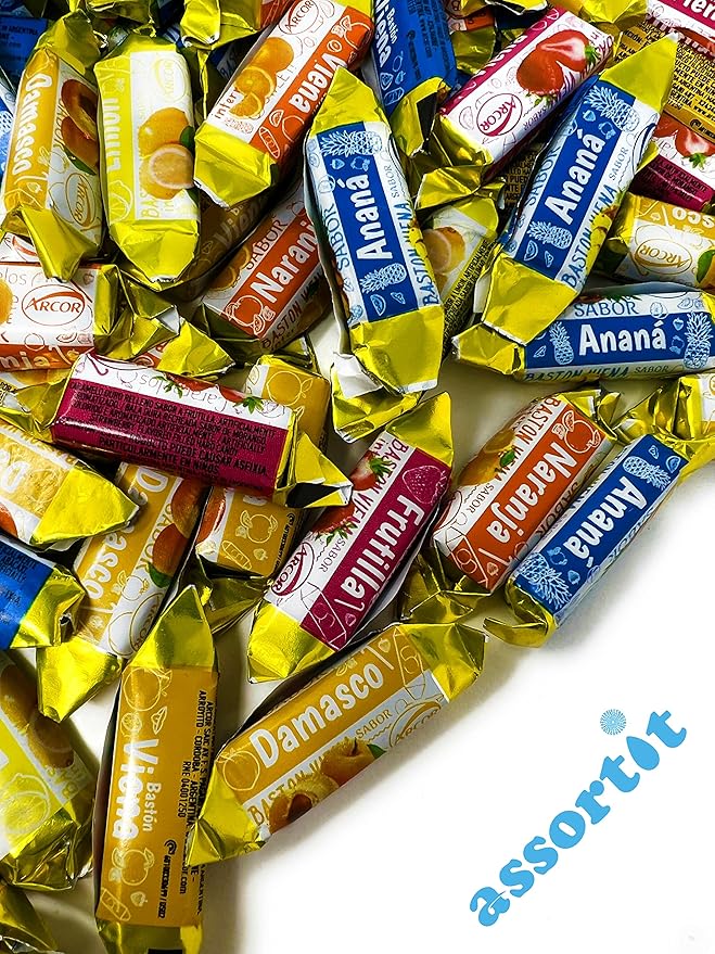 Fruity Hard Candy Filled With Real Fruit Pulp - 3 lbs - Peach, Strawberry, Pineapple, Orange and Lemon Flavored Bon Bons Filled with Real Fruit Pulp - Bulk American Vintage Candy Assortment - Individually Wrapped, 48 oz.