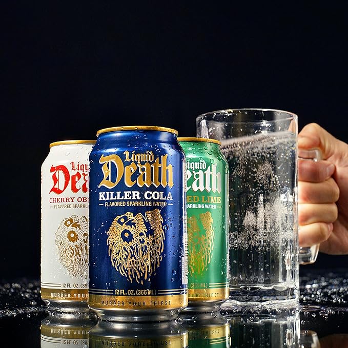 Liquid Death Soda-Flavored Sparkling Water - Rootbeer Wrath, Less Sugar*, Huge Flavor, No Caffeine, No Artificial Sweeteners, 12 Fl Oz (Pack of 12)