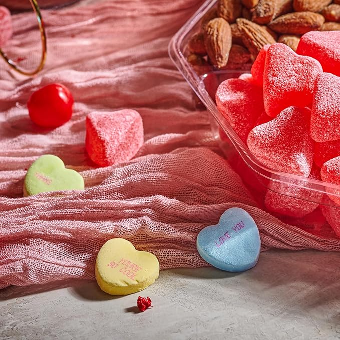 NUT CRAVINGS - Valentines Day Mixed Nuts & Heart Candy Gift Basket in Red Gold Box (7 Assortments, 1 LB) Treats for Adults, Food Arrangement, Healthy Snack Care Package, Kosher