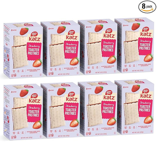 Katz Gluten Free Strawberry Toaster Pastries. Snacks for Kids. Free of Dairy, Peanuts, Tree Nuts, and Sesame. No Artificial Colors. Kosher. 8oz (8pk)