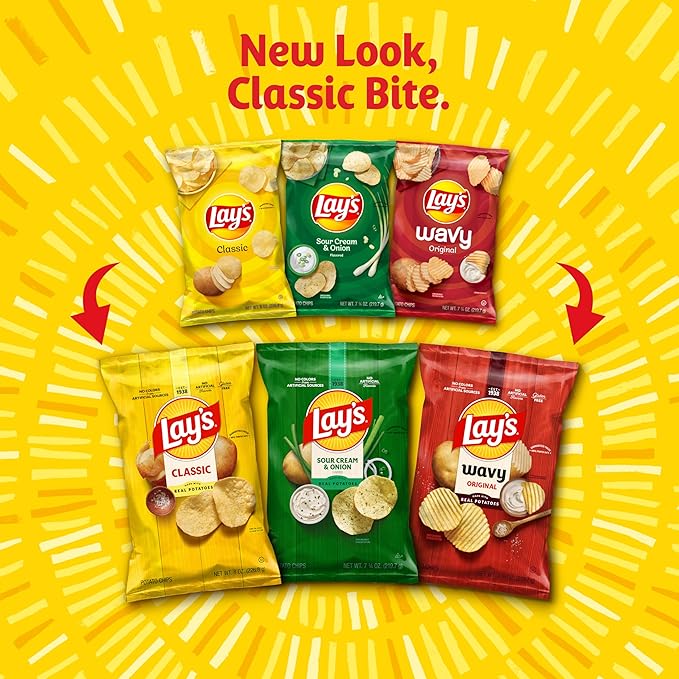 Lay's Potato Chips, Sour Cream & Onion, 1 Ounce (Pack of 104)