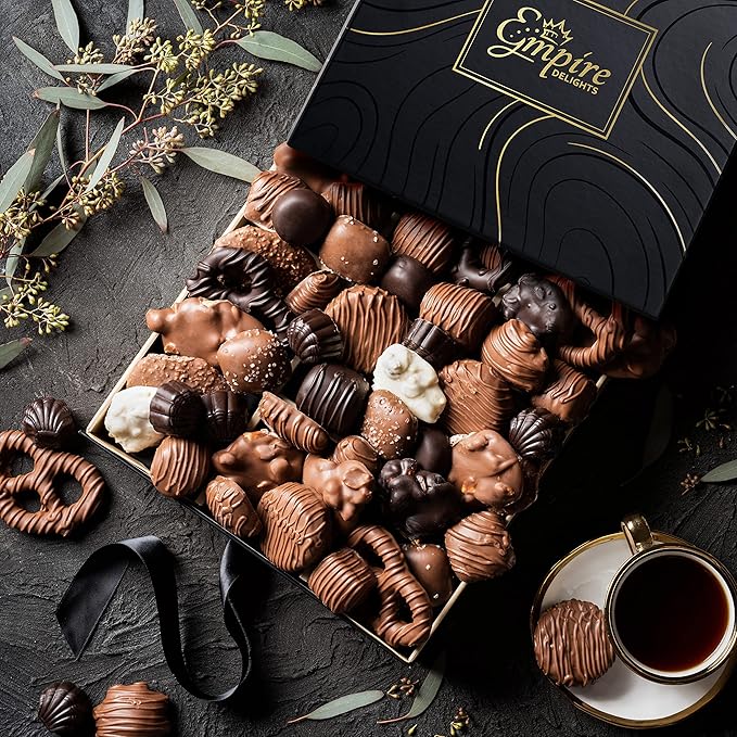 Chocolate Gift Box with Assorted Gourmet Chocolates - Food Gift Basket for Women and Men - Birthday, Thank You, Present idea for Him and Her