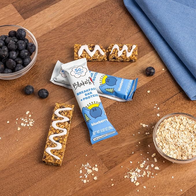Blake's Breakfast Bars with Protein — Blueberry (30 Count), 5g Clean Plant-Based Protein, Gluten Free, Nut Free, Dairy Free & Vegan, Healthy Snacks for Kids or Adults, School Safe