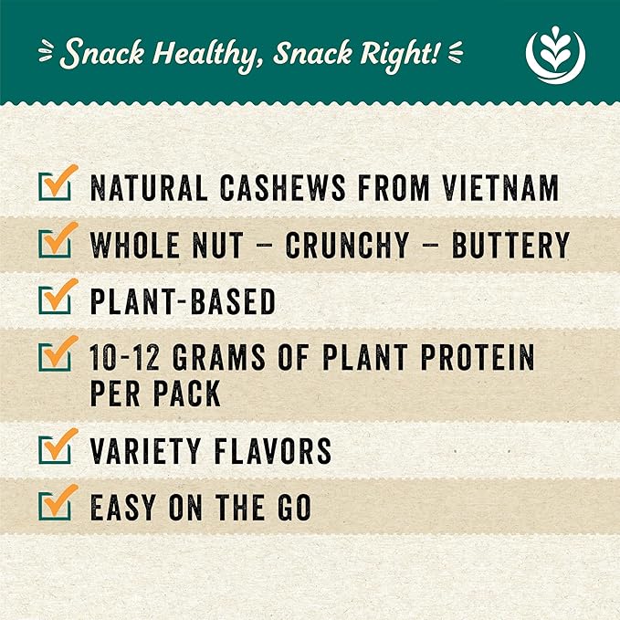 IChoose Go Nuts – Premium Cashews, High Protein Plant-Based Snack, 2 oz per Pack (20 Packs, Seasalt)