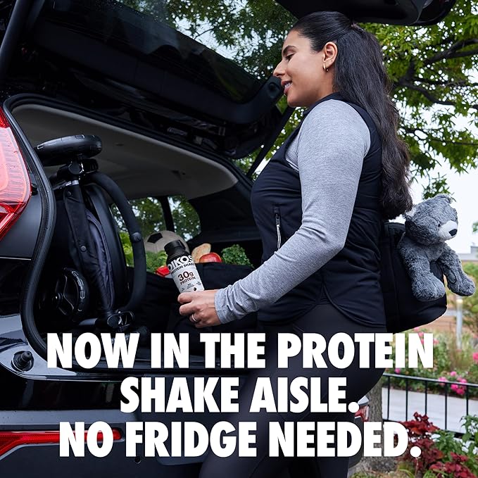 Oikos Protein Shake, Chocolate, 30g High Protein Drinks, Shelf Stable, Ready to Drink, 5g Prebiotic Fiber, 12 fl oz Bottle, 12 Count