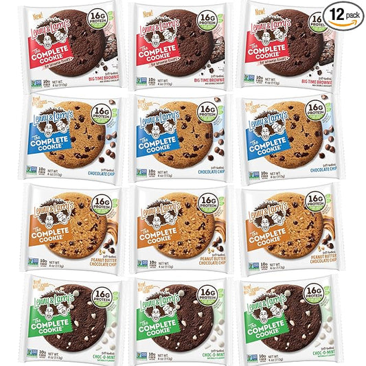 Lenny & Larry's Chocolate Lovers 4 Flavor Variety Pack, Soft Baked, 16g Plant Protein, Vegan, Non-GMO, 4 Ounce Cookie (Pack of 12)