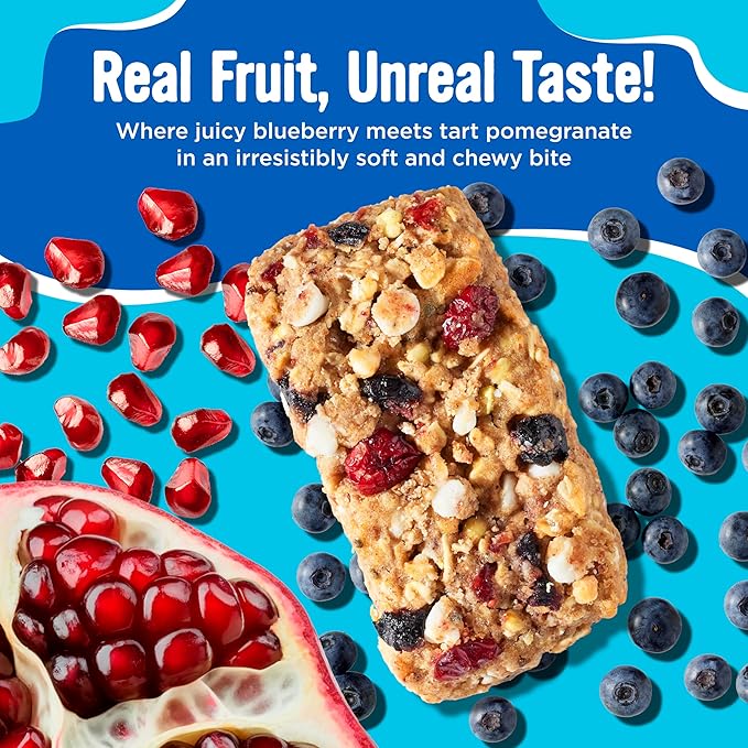 Cooper Street Blueberry Pomegranate Granola Bakes (48 Count) – Individually Wrapped Soft and Chewy Granola Bars Bulk – Low Sodium, Nut & Dairy Free - Perfect As Healthy Bulk Office or Classroom Snacks