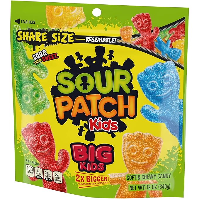 SOUR PATCH KIDS Big Kids Soft & Chewy Candy, Share Size, 12 oz (Pack of 2)