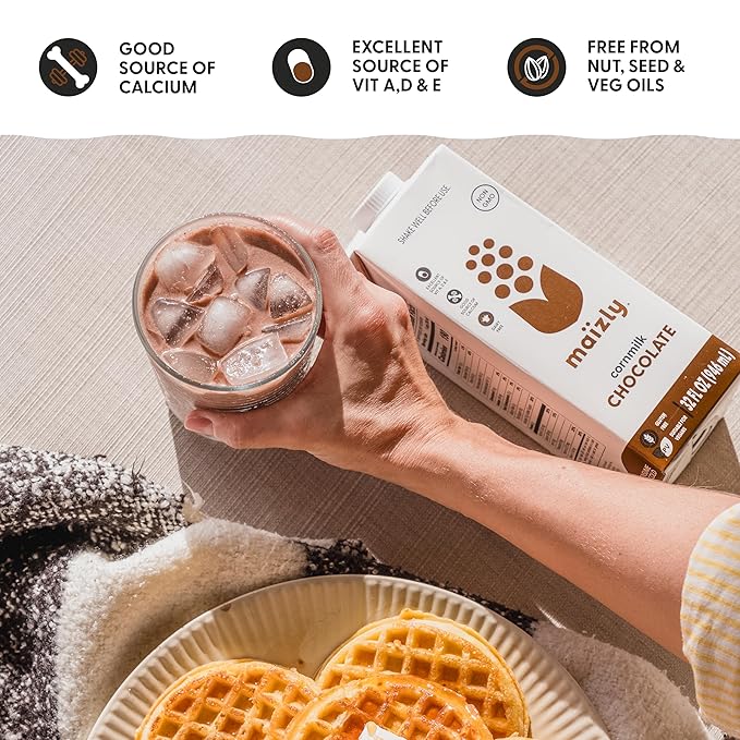 Maizly Chocolate Corn Milk, Non-GMO, Plant-Based & Non-Dairy Chocolate Flavored Drink, Gluten & Dairy-Free Alternative to Whole Milk, Kosher Drink for Kids & Adults, 946 ml