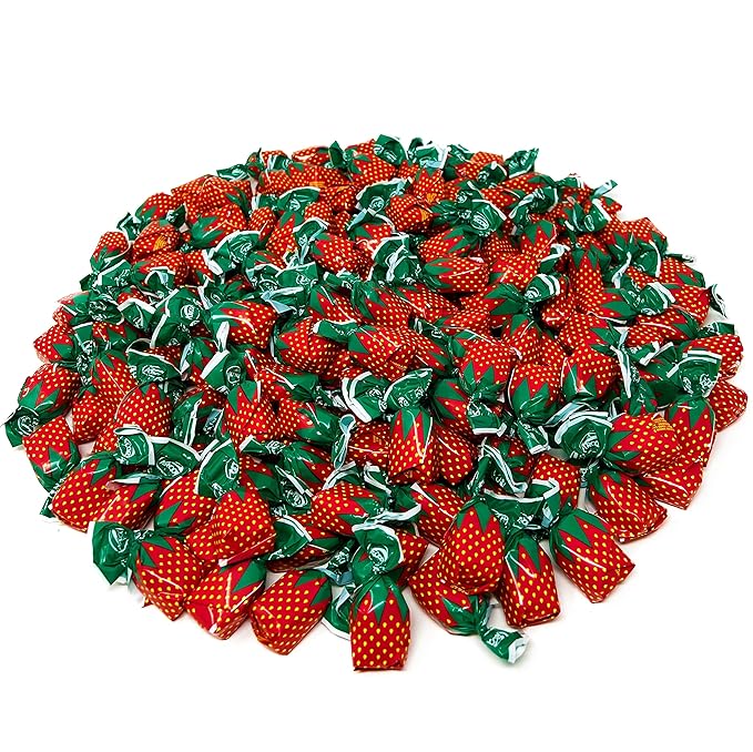 Strawberry Filled Hard Candy - 3 lbs - Classic Strawberry Flavored Bon Bons Filled with Chewy Candy - Bulk American Vintage Candy Assortment - Individually Wrapped, 48 oz.