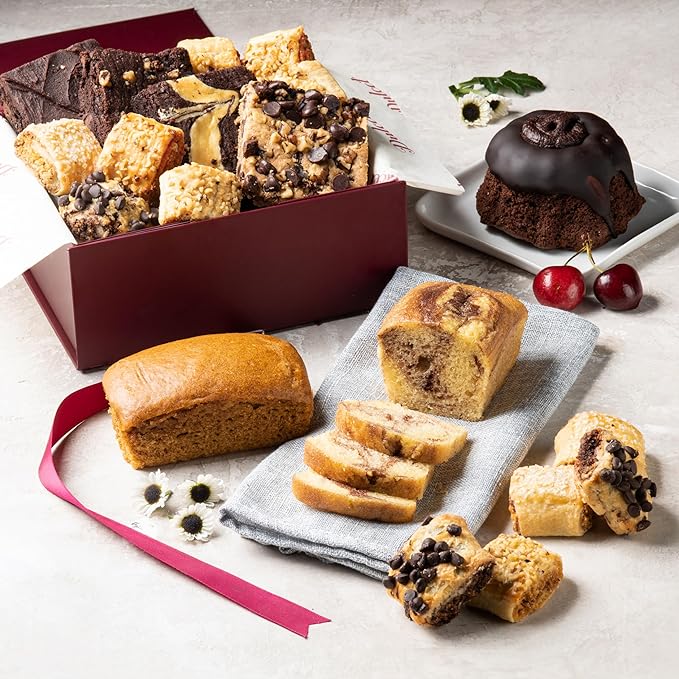 Dulcet Valentines Gift Basket for Her - Premium Magnetic Gift Box with Individually Wrapped Gourmet Cookies & Brownies - Valentines Day Food Basket Individually - Personalized Note Included