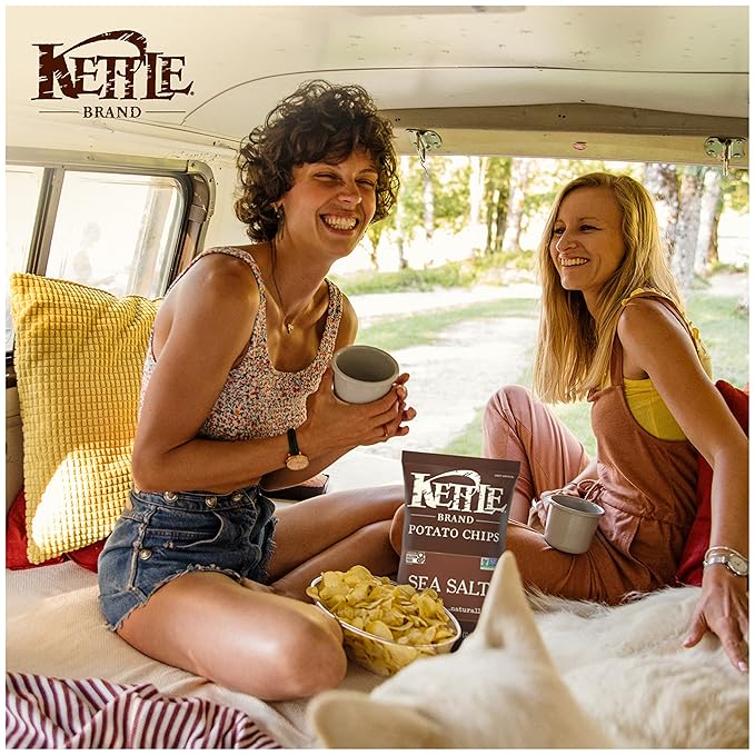 Kettle Brand Sea Salt Kettle Potato Chips, Gluten-Free, Non-GMO, 7.5 oz Bag (Pack of 12)