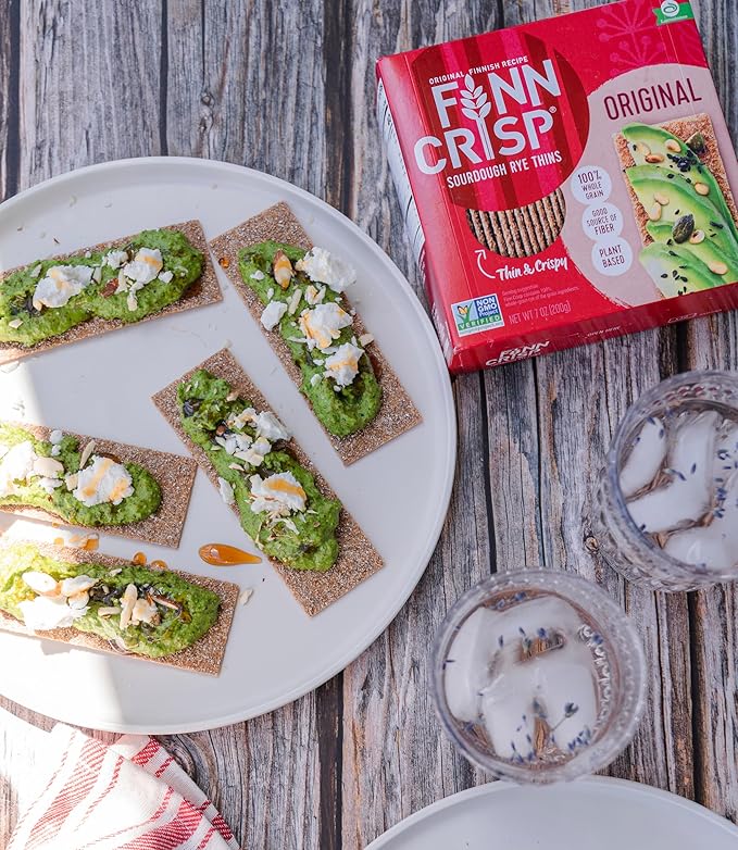 Finn Crisp Sourdough Rye Thins, Original Crispbread, 7 Ounce Boxes (Pack of 9)