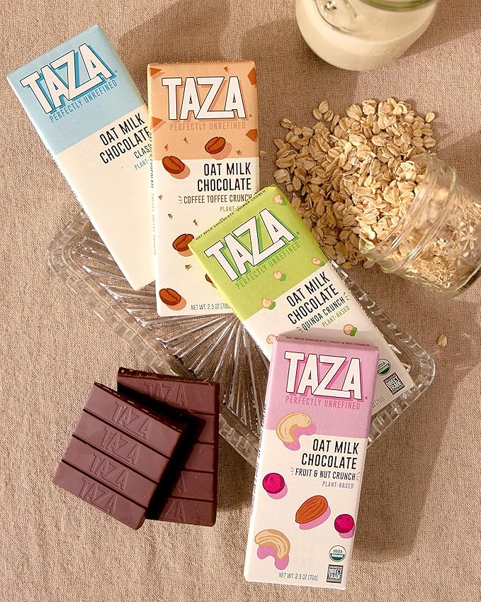 Taza Chocolate Organic Oat Milk Chocolate Bar, Coffee Toffee, 2.5 Ounce (10 Count), Vegan