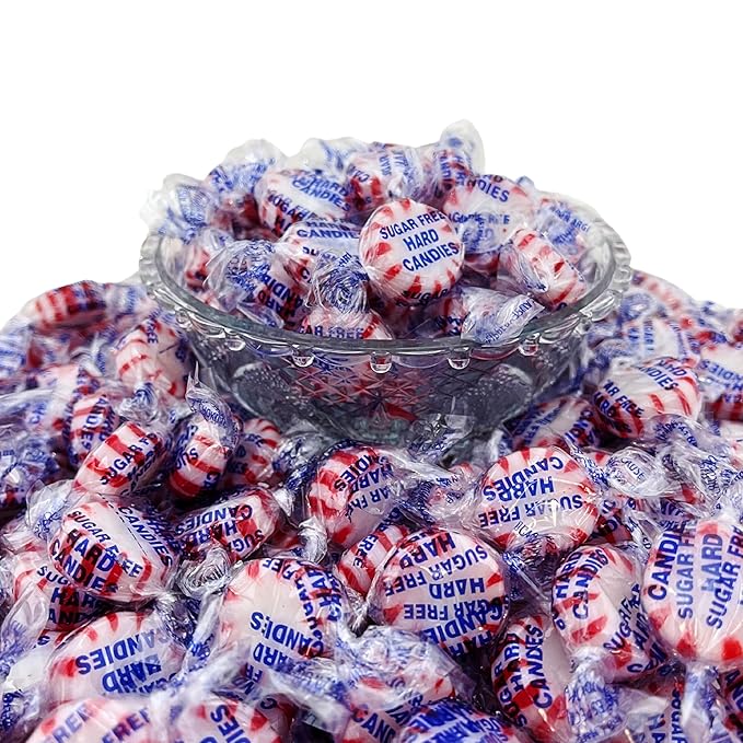 Sugar Free Peppermint Starlight Mints Hard Candy - 3 lb Bulk Bag Individually Wrapped Keto And Diabetic Friendly Gourmet Peppermint Flavored Candies (48oz)