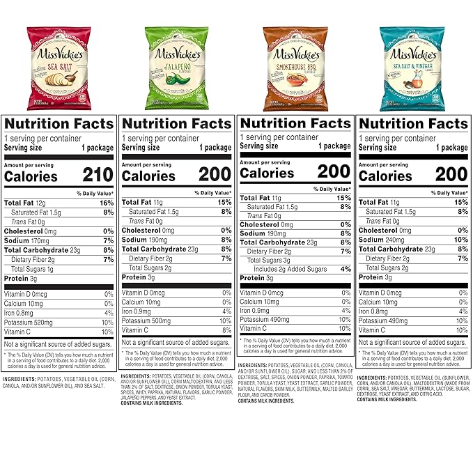 Miss Vickie's Kettle Cooked Potato Chips, Variety Pack, 1.375 Ounce (Pack of 28)