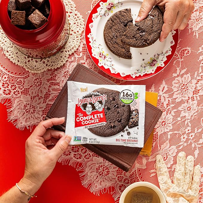 Lenny & Larry's Complete Protein Cookie, [Big Time Brownie], Chewy Soft Baked, 16g Plant Protein, Vegan, Non-GMO, High Fiber, [2 Ounce] Cookie (Pack of 12)