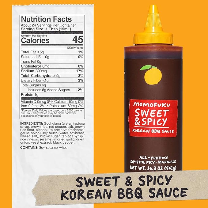 Momofuku Sweet & Spicy Korean BBQ Sauce with Gochujang, Black Pepper, Soy & Garlic for Stir Fry, Barbecue, and Marinade; Umami flavor with Low Spice