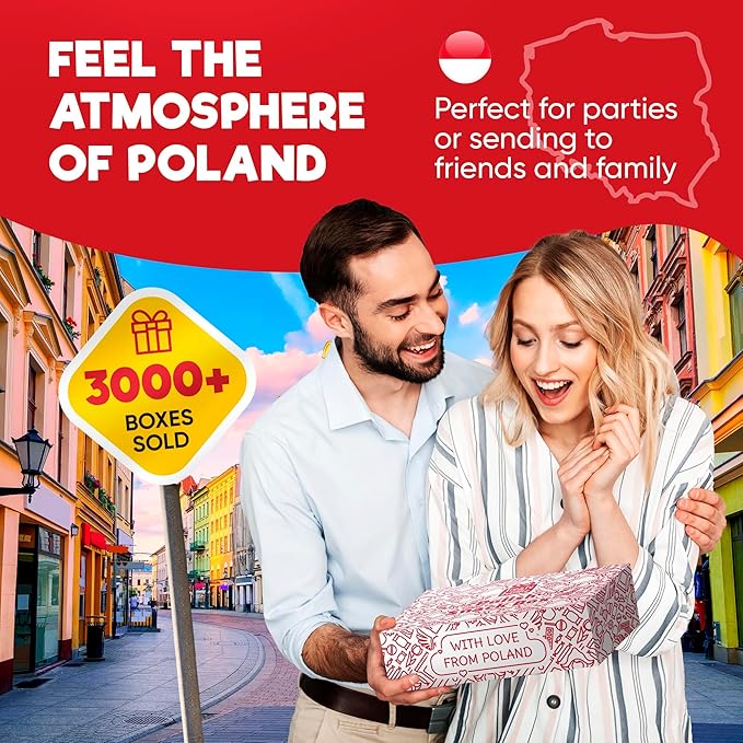 Authentic Polish Candy Snack Box - 15 Traditional Treats from Poland - Indulge in the Flavors of Poland with Wafers, Sesame snacks, Cookies & More! Perfect Poland Gifts