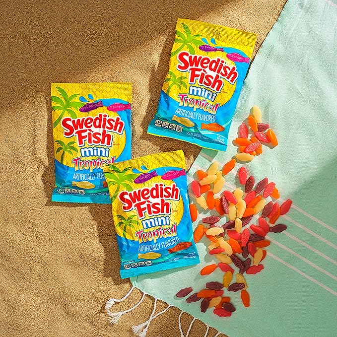 SWEDISH FISH Mini Tropical Soft & Chewy Candy, 12 - 8 oz Bags