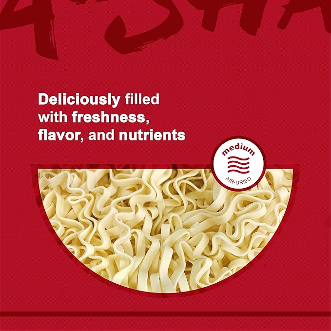 A-Sha Healthy Ramen Noodles With Original Soy Sauce - Chewy Mandarin Medium Sized Noodles, 1 Bag(5 Servings)