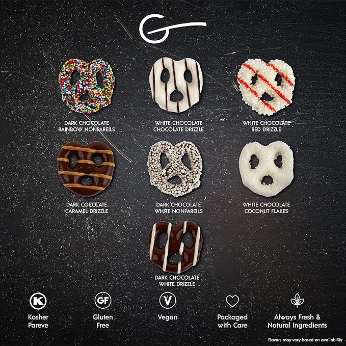 Gluten Free Palace Valentine’s Day Gift Box – Gourmet Chocolate Covered Pretzels – Gluten Free Chocolate Treats and Snack Basket for Him & Her – Valentines Day Gift Idea (4 Flavors)