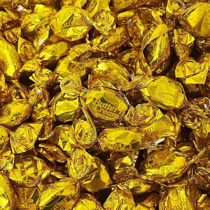 Butter Cream Hard Candy - 6 lbs - Classic Butter n' Cream Old School Butterscotch Hard Candies - Bulk American Vintage Candy Assortment - Individually Wrapped, 96 oz.