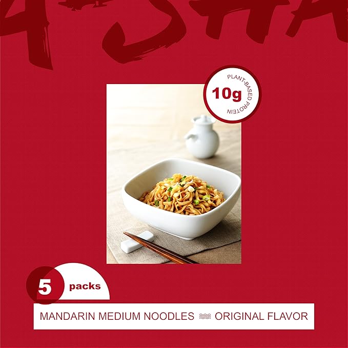 A-Sha Healthy Ramen Noodles With Original Soy Sauce - Chewy Mandarin Medium Sized Noodles, 1 Bag(5 Servings)