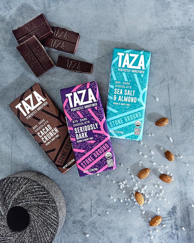 Taza Chocolate Organic Amaze Bar 80% Stone Ground, Cacao Crunch, 2.5 Ounce (10 Count), Vegan