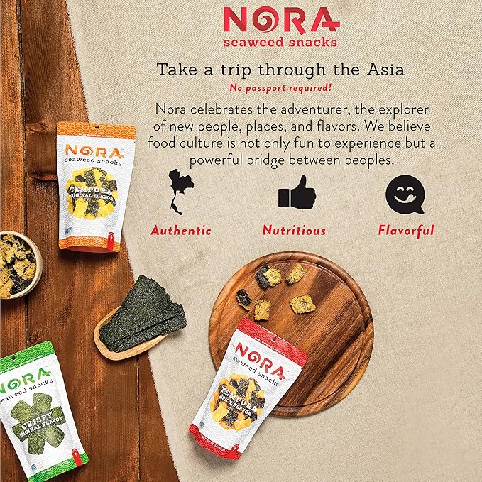 Crispy Seaweed Snacks by Nora | Asian Snacks | Taster's Variety Pack | Low-Sugar, Vegan, Non-GMO Verified | 6-Pack